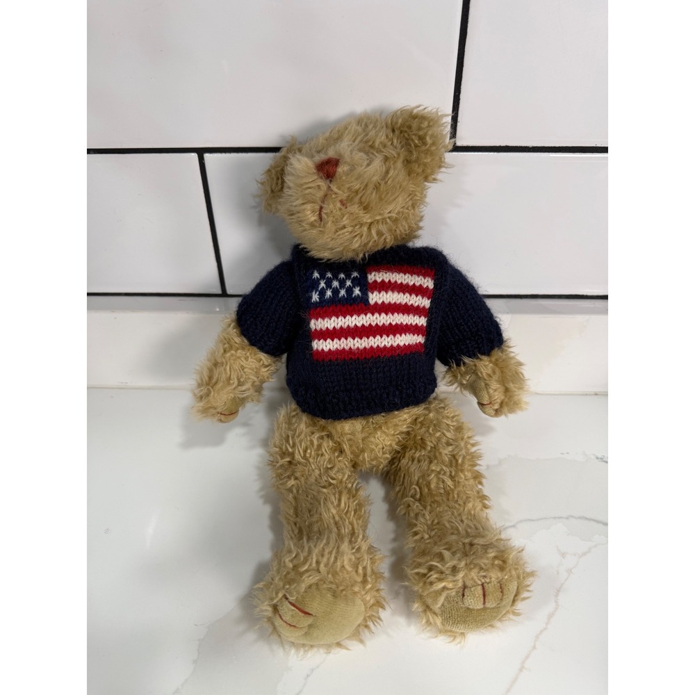 Vintage 1993 Ty Attic Treasures Liberti Teddy Bear American Flag Sweater 14 Inch